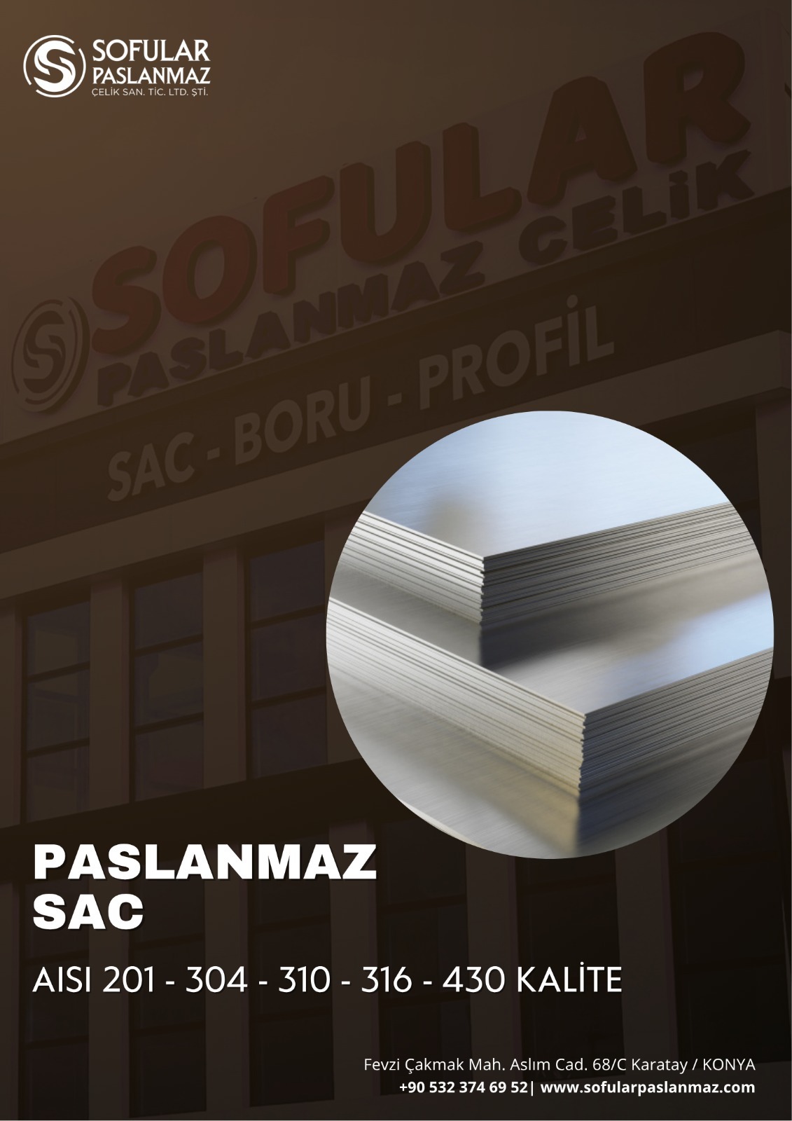 201, 304, 310, 316 ve 430 kalite paslanmaz sac